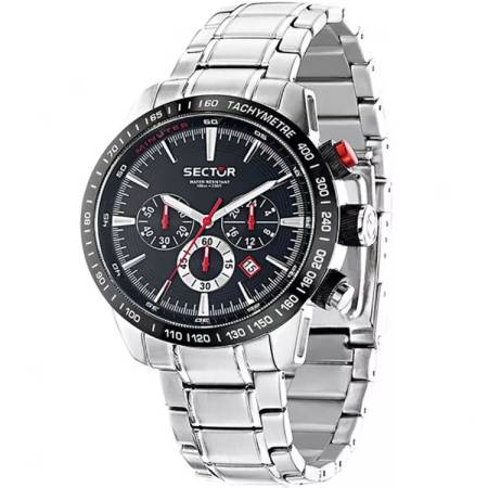 SECTOR 850 OROLOGIO Uomo Da Polso In Acciaio Nero Argento Cronografo R3273975002