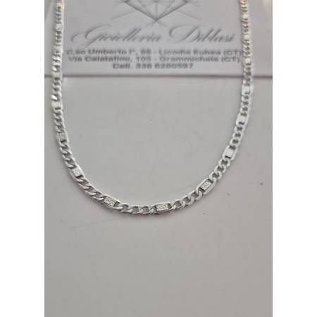 COLLANA ORO BIANCO 18 Karati 750% Uomo Donna Maglia Catena Con Piastrine Collier