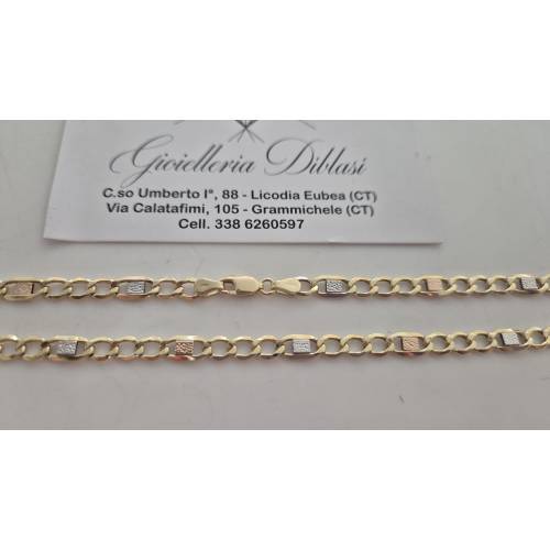 COLLANA ORO GIALLO BIANCO ROSSO 18 Kt...