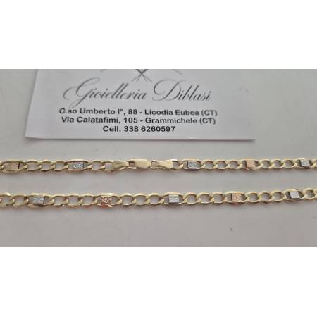 COLLANA ORO GIALLO BIANCO ROSSO 18 Kt 750% Uomo Donna CATENA Girocollo Collier