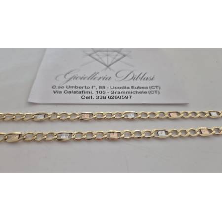 COLLANA ORO GIALLO BIANCO ROSSO 18 Kt 750% Uomo Donna CATENA Girocollo Collier