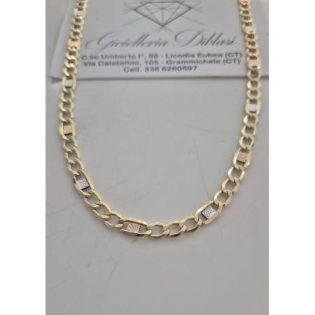COLLANA ORO GIALLO BIANCO ROSSO 18 Kt 750% Uomo Donna CATENA Girocollo Collier