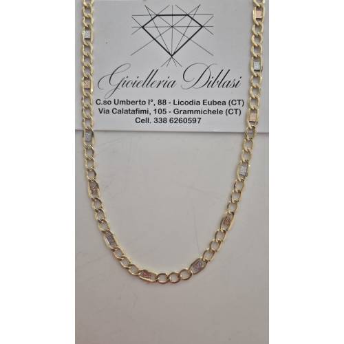 COLLANA ORO GIALLO BIANCO ROSSO 18 Kt...