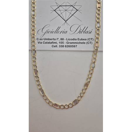 COLLANA ORO GIALLO BIANCO ROSSO 18 Kt 750% Uomo Donna CATENA Girocollo Collier