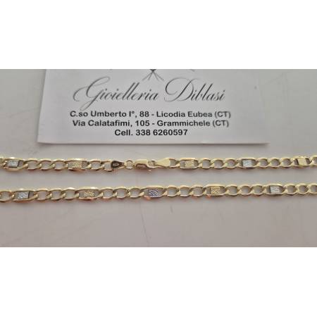 COLLANA In ORO Bicolore GIALLO E BIANCO 18 Karati 750% Uomo Donna CATENA Collier