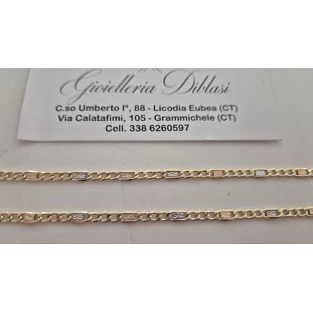COLLANA ORO GIALLO BIANCO ROSSO 18 Kt 750% Uomo Donna CATENA Girocollo Collier