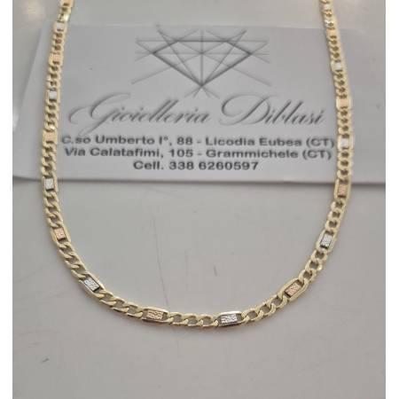COLLANA ORO GIALLO BIANCO ROSSO 18 Kt 750% Uomo Donna CATENA Girocollo Collier
