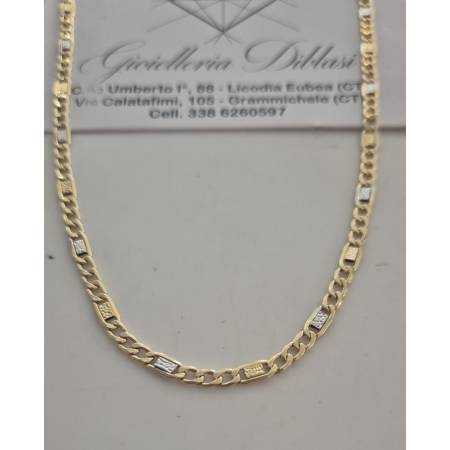 COLLANA In ORO GIALLO BIANCO 18 Karati 750% Uomo Donna CATENA Girocollo Collier