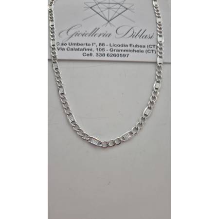 COLLANA ORO BIANCO 18 Karati 750% Uomo Donna Maglia Catena Con Piastrine Collier