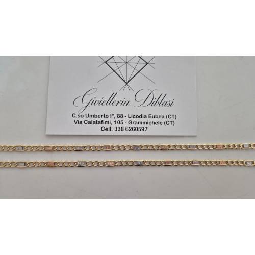 COLLANA ORO GIALLO BIANCO ROSSO 18 Kt...