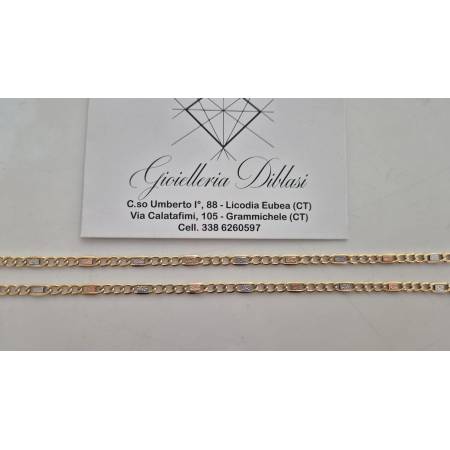 COLLANA ORO GIALLO BIANCO ROSSO 18 Kt 750% Uomo Donna CATENA Girocollo Collier
