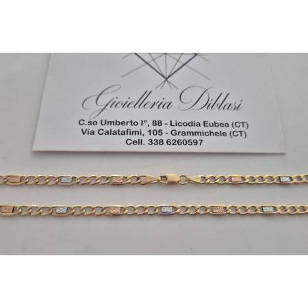 COLLANA ORO GIALLO BIANCO ROSSO 18 Kt 750% Uomo Donna CATENA Girocollo Collier