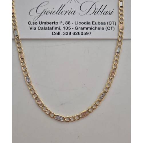 COLLANA ORO GIALLO BIANCO ROSSO 18 Kt...