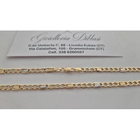 COLLANA In ORO GIALLO BIANCO 18 Karati 750% Uomo Donna CATENA Girocollo Collier