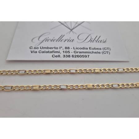 COLLANA In ORO GIALLO BIANCO 18 Karati 750% Uomo Donna CATENA Girocollo Collier