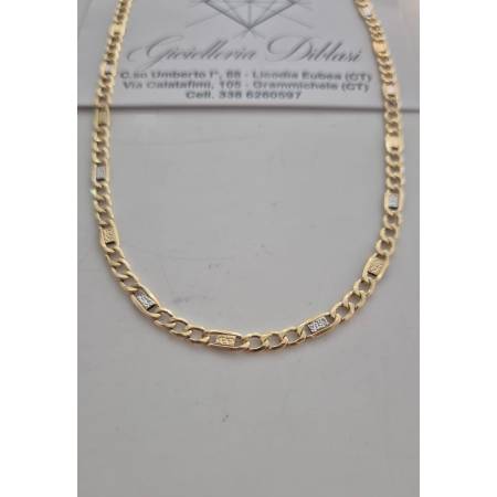 COLLANA In ORO GIALLO BIANCO 18 Karati 750% Uomo Donna CATENA Girocollo Collier