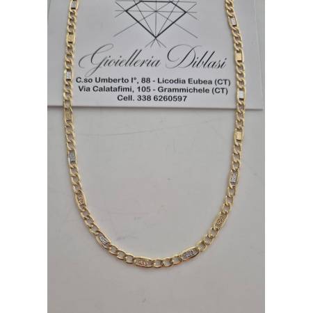 COLLANA In ORO GIALLO BIANCO 18 Karati 750% Uomo Donna CATENA Girocollo Collier