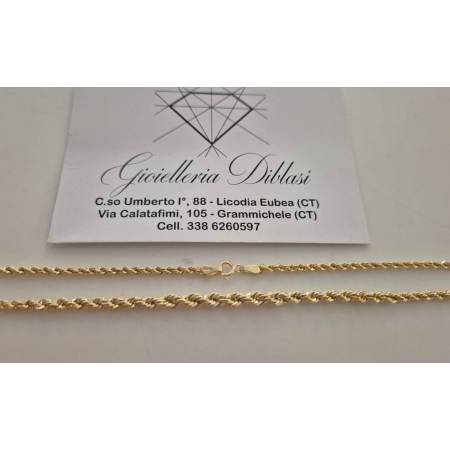 COLLANA ORO GIALLO 18 Karati 750% MODELLO CORDA (LASER) Girocollo A Decrescere