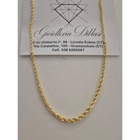 COLLANA ORO GIALLO 18 Karati 750% MODELLO CORDA (LASER) Girocollo A Decrescere