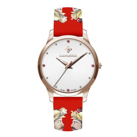 OROLOGIO CAMURRIA Donna FACCI A FACCI Rosso In Pelle E Acciaio Rose Gold CW17RT2