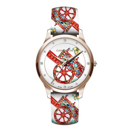 OROLOGIO CAMURRIA Donna U CARRETTU Bianco In Pelle E Acciaio Rose Gold CW01RT1