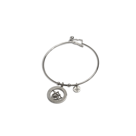 BRACCIALE CAMURRIA Rigido U CARRETTU In Acciaio Argento Silver Steel CJ.BR62S.2