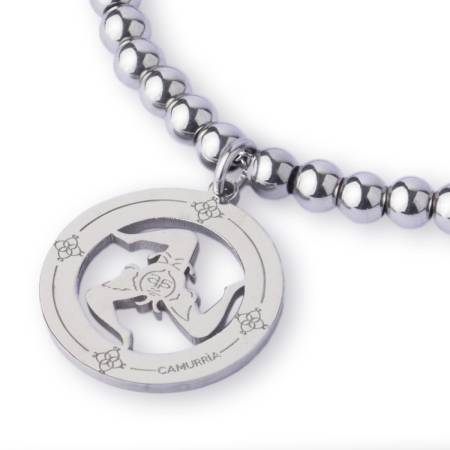 BRACCIALE CAMURRIA Donna Pallinato A TRINACRIA In Acciaio Argentato CJ.BR02T.3B