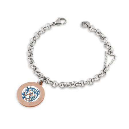 BRACCIALE CAMURRIA Donna Rolò A MAIOLICA In Acciaio Argento Rose Gold CJ.BR35S.3