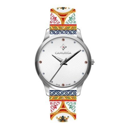 OROLOGIO CAMURRIA Da Donna U MORU Easy Bianco Pelle E Acciaio Argentato CW21ST2