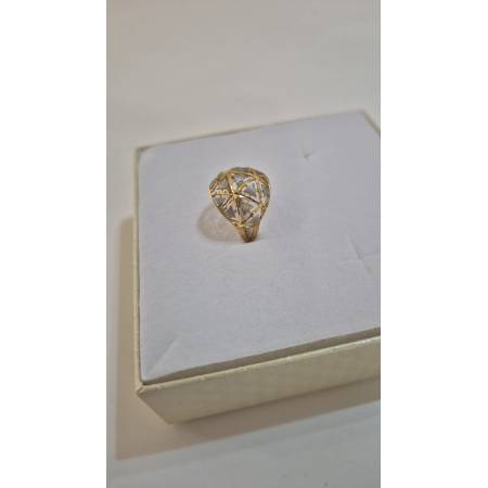 ANELLO Donna ORO Bicolore 18 Karati 750% GIALLO E BIANCO Lavorato E Sfaccettato