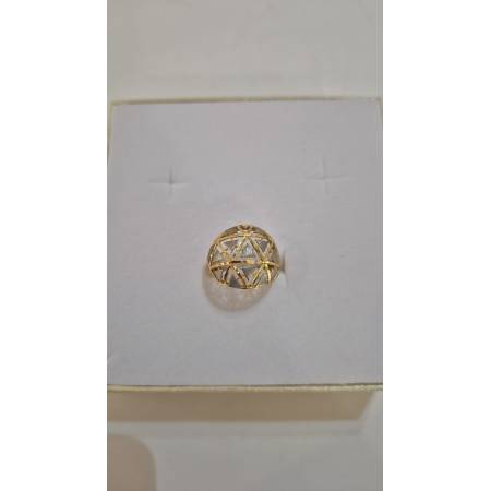 ANELLO Donna ORO Bicolore 18 Karati 750% GIALLO E BIANCO Lavorato E Sfaccettato