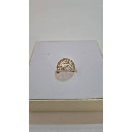 ANELLO Donna ORO Bicolore 18 Karati 750% GIALLO E BIANCO Lavorato E Sfaccettato