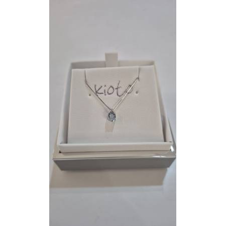 COLLANA ACQUAMARINA E DIAMANTE KIOTO Oro Bianco 9 Karati 375% Catena Veneziana