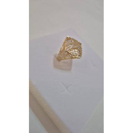 ANELLO Donna ORO Bicolore 18 Karati 750% GIALLO E BIANCO Lavorato E Sfaccettato