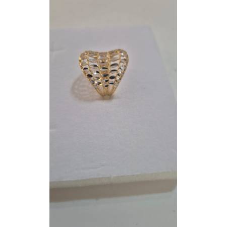 ANELLO Donna ORO Bicolore 18 Karati 750% GIALLO E BIANCO Lavorato E Sfaccettato