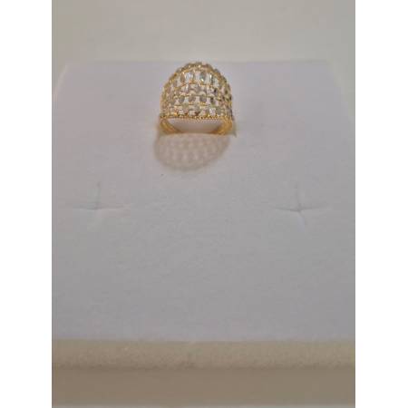 ANELLO Donna ORO Bicolore 18 Karati 750% GIALLO E BIANCO Lavorato E Sfaccettato