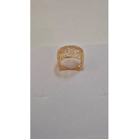 ANELLO Da Donna In ORO Bicolore 18 Karati 750% GIALLO E BIANCO Tondo Sfaccettato