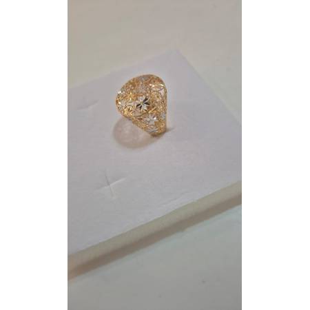 ANELLO Da Donna In ORO Bicolore 18 Karati 750% GIALLO E BIANCO Tondo Sfaccettato
