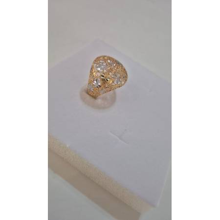 ANELLO Da Donna In ORO Bicolore 18 Karati 750% GIALLO E BIANCO Tondo Sfaccettato