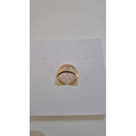 ANELLO Donna ORO Bicolore 18 Karati 750% GIALLO E BIANCO Lavorato E Sfaccettato