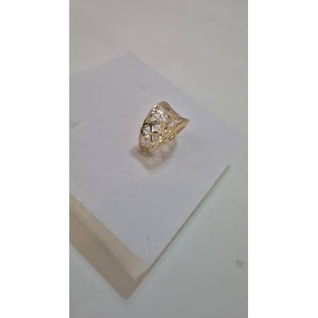 ANELLO Donna ORO Bicolore 18 Karati 750% GIALLO E BIANCO Lavorato E Sfaccettato