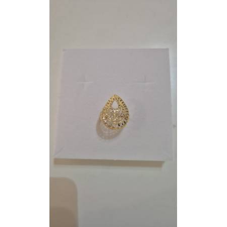 ANELLO Donna ORO Bicolore 18 Karati 750% GIALLO BIANCO Forma Goccia Diamantato