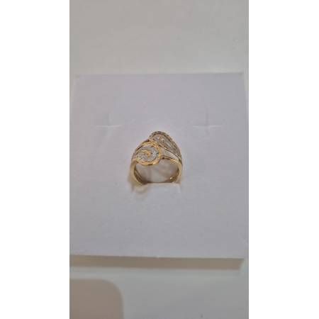 ANELLO Donna ORO Bicolore 18 Karati 750% GIALLO E BIANCO Sfaccettato Diamantato