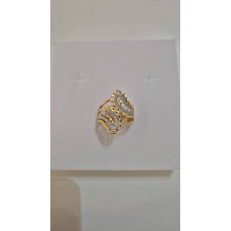 ANELLO Donna ORO Bicolore 18 Karati 750% GIALLO E BIANCO Sfaccettato Diamantato
