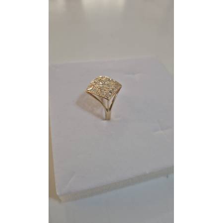 ANELLO Donna In ORO Bicolore 18 Karati 750% GIALLO E BIANCO Squadrato Diamantato