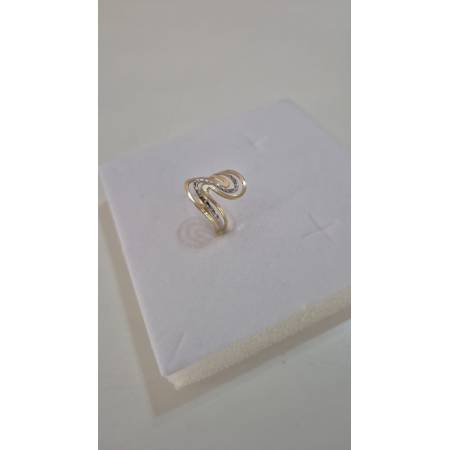 ANELLO Donna ORO Bicolore 18 Karati 750% GIALLO E BIANCO Sfaccettato Diamantato
