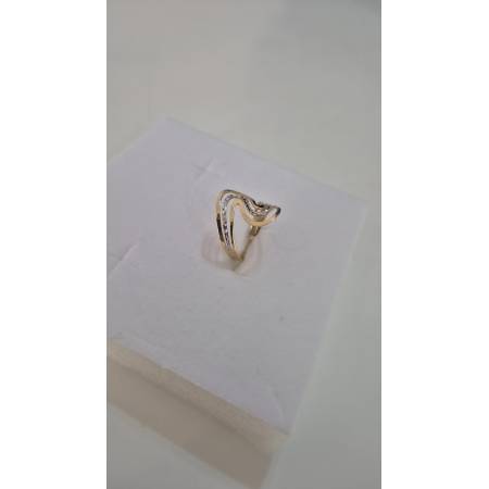 ANELLO Donna ORO Bicolore 18 Karati 750% GIALLO E BIANCO Sfaccettato Diamantato