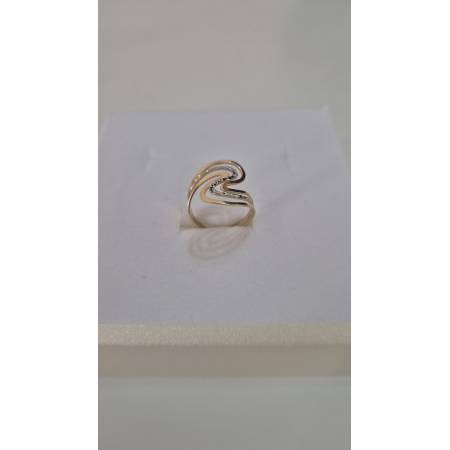 ANELLO Donna ORO Bicolore 18 Karati 750% GIALLO E BIANCO Sfaccettato Diamantato