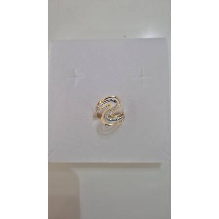 ANELLO Donna ORO Bicolore 18 Karati 750% GIALLO E BIANCO Sfaccettato Diamantato