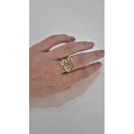 ANELLO Donna ORO Bicolore 18 Karati 750% GIALLO E BIANCO Sfaccettato Diamantato